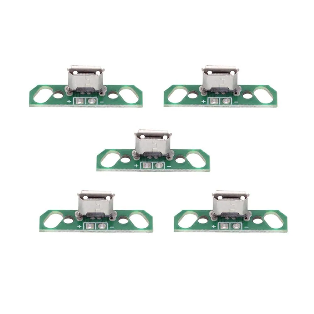 Five small Micro USB 2.0 female sockets with mounting flanges