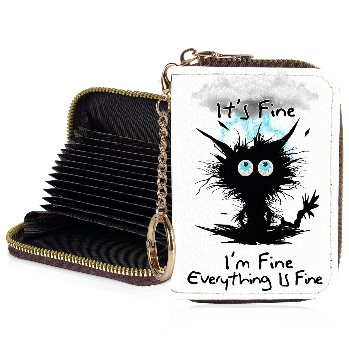 Luoycxy Zsfqb RFID Wallet 12 Card Slots Cat Struck by Lightning — product photo