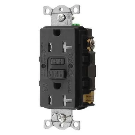 Hubbell Incorporated Hubbell Incorporated GFCI Receptacle 20 A 125 V AC 5-20R Black Zytel 101 Tamper Resistant Weather Resistant — product photo