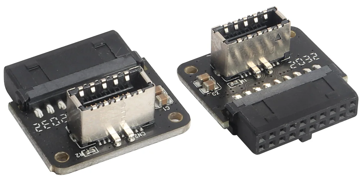 BUCIER BUCIER PH73B Down-90° USB 3.0 19/20-Pin to USB 3.1 Type-E Adapter 2-Pack — product photo
