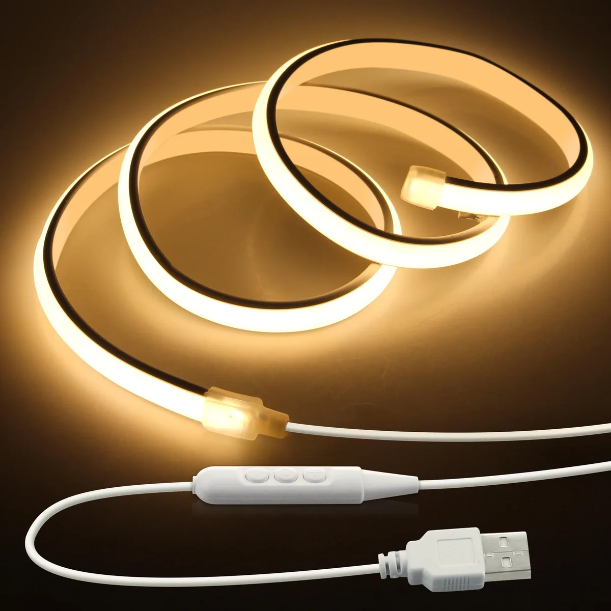  Samsion COB LED Strip Light 5V USB 3.3FT 320LEDs/M 3000K IP67 Dimmable Under Cabinet — product photo