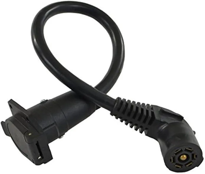TAURKENAM TAURKENAM 7-Way Trailer Extension Cord 2ft Elbow Plug 10AWG 12AWG 14AWG — product photo