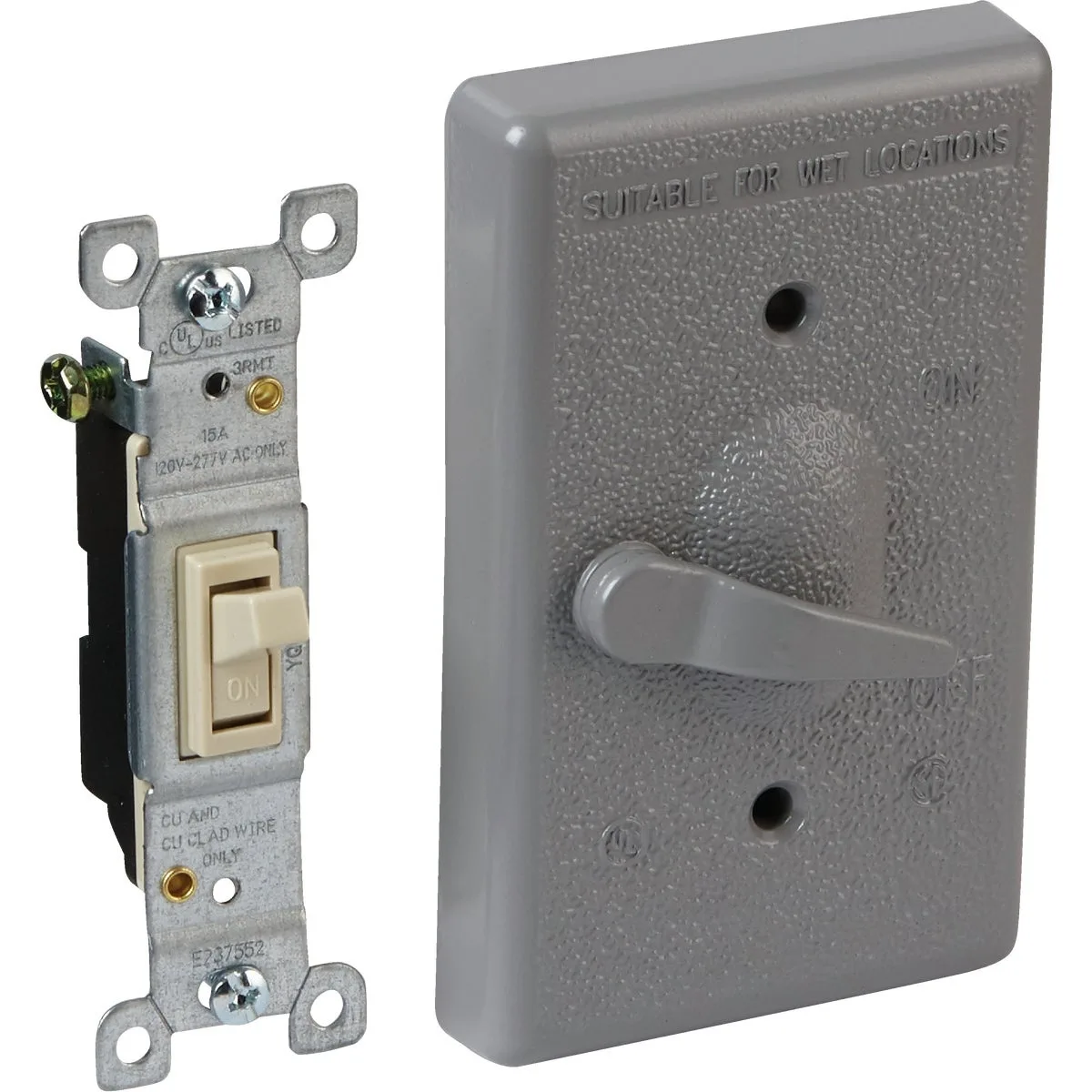 Bell Bell 5121-0 1-Gang Vertical Weatherproof Cover Gray 2.828" W 4.609" H — product photo