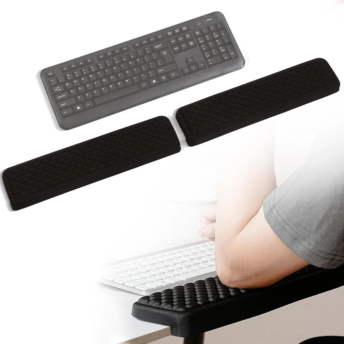 Kenuco Kenuco L-Shaped Desk Wrist Rest 2-Piece Set Oval Black 11.8 x 3.9 x 1.2 — product photo