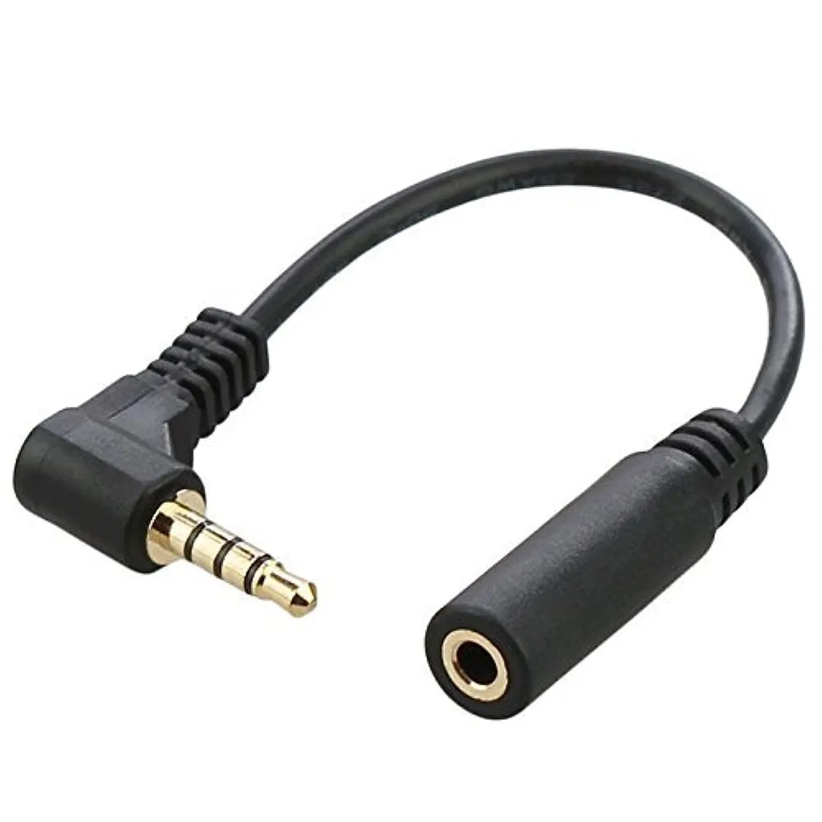 LORDWORLD LORDWORLD 90 Degree 3.5mm 4-Pole Audio Extension Cable 10cm Black — product photo