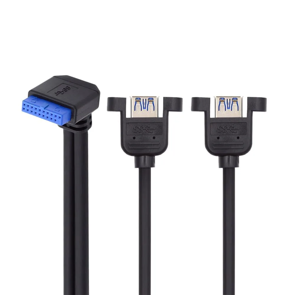 Vszerda Vszerda Up Angled 90° 19/20-Pin to Dual USB 3.0 Female Screw Mount 25 cm — product photo