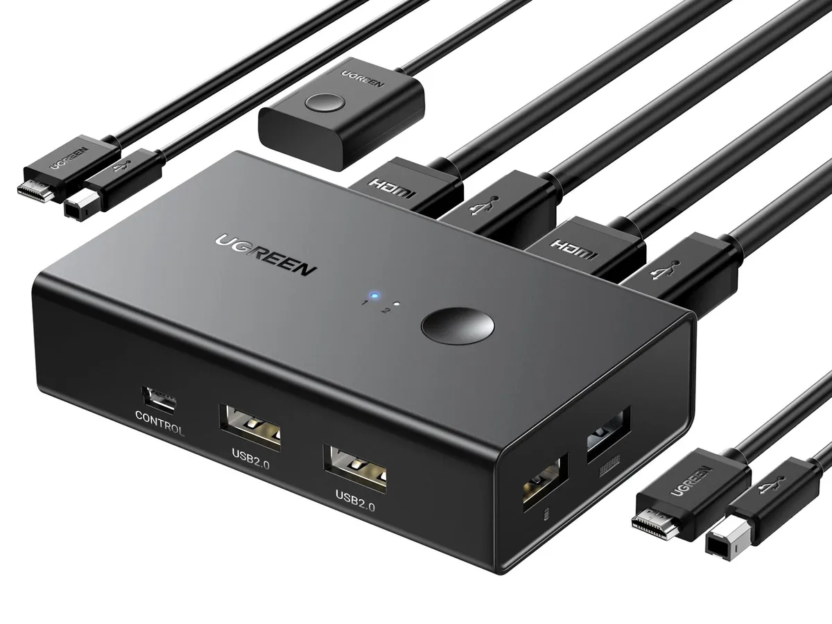 KEHIPI KEHIPI 15166A KVM Switch 2 Computers 1 Monitor 4K 60Hz 4 USB Ports Desktop Controller — product photo