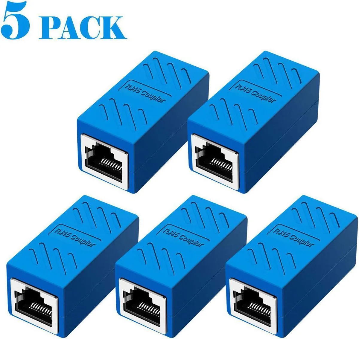 Vszerda Vszerda RJ45 Coupler Cat7 Cat6 Cat5e Female to Female Blue 5 Pack — product photo