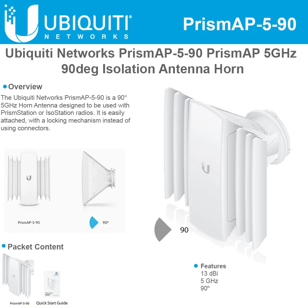 Ubiquiti Networks Ubiquiti Networks Horn-5-90 5GHz 90° 13dBi network antenna — product photo