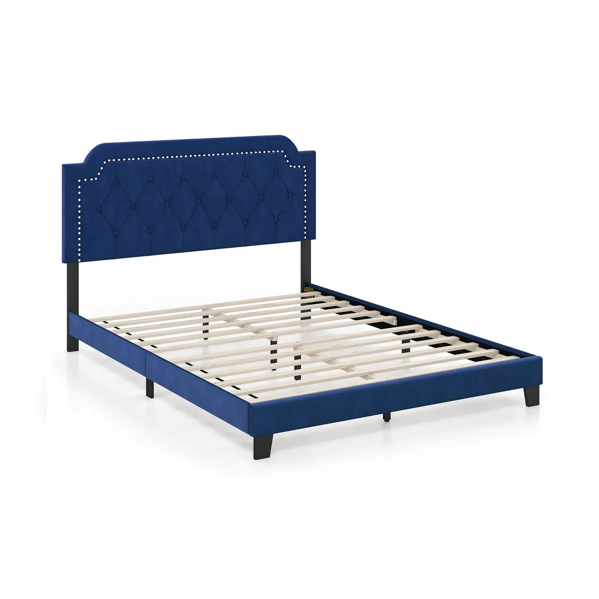 SlickBlue SlickBlue Queen Velvet Platform Bed Blue 85.5" x 64.5" x 44.5 — product photo