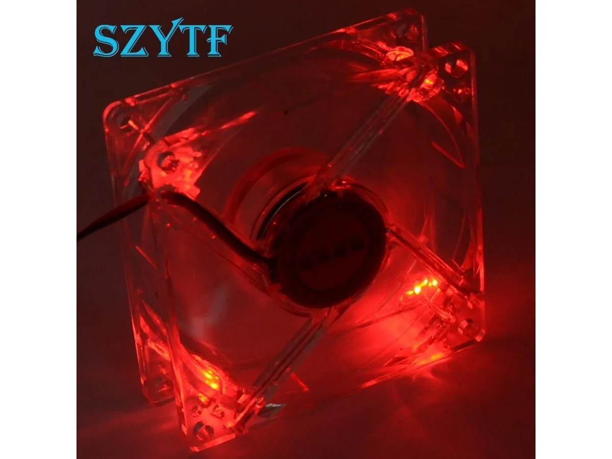 80 mm square case fan with red LED lighting