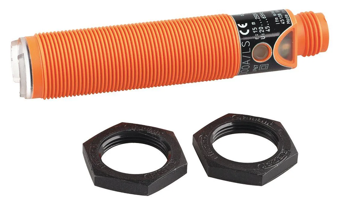 Cylindrical photoelectric sensor transmitter, 18 mm diameter, 3-pin half-inch male connector