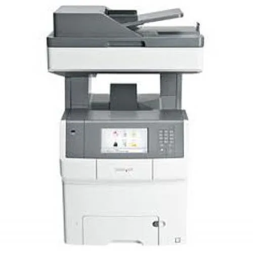 Large beige boxy colour laser multifunction printer with flatbed scanner lid and front paper tray