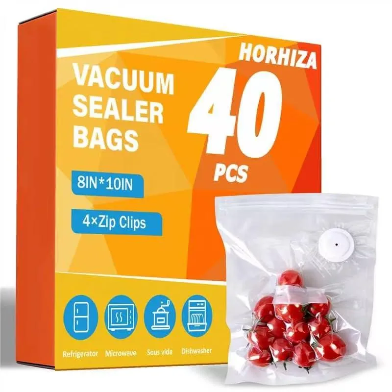  HORHIZA Reusable Vacuum Sealer Bags 40 Pack 8 x 10 in — product photo
