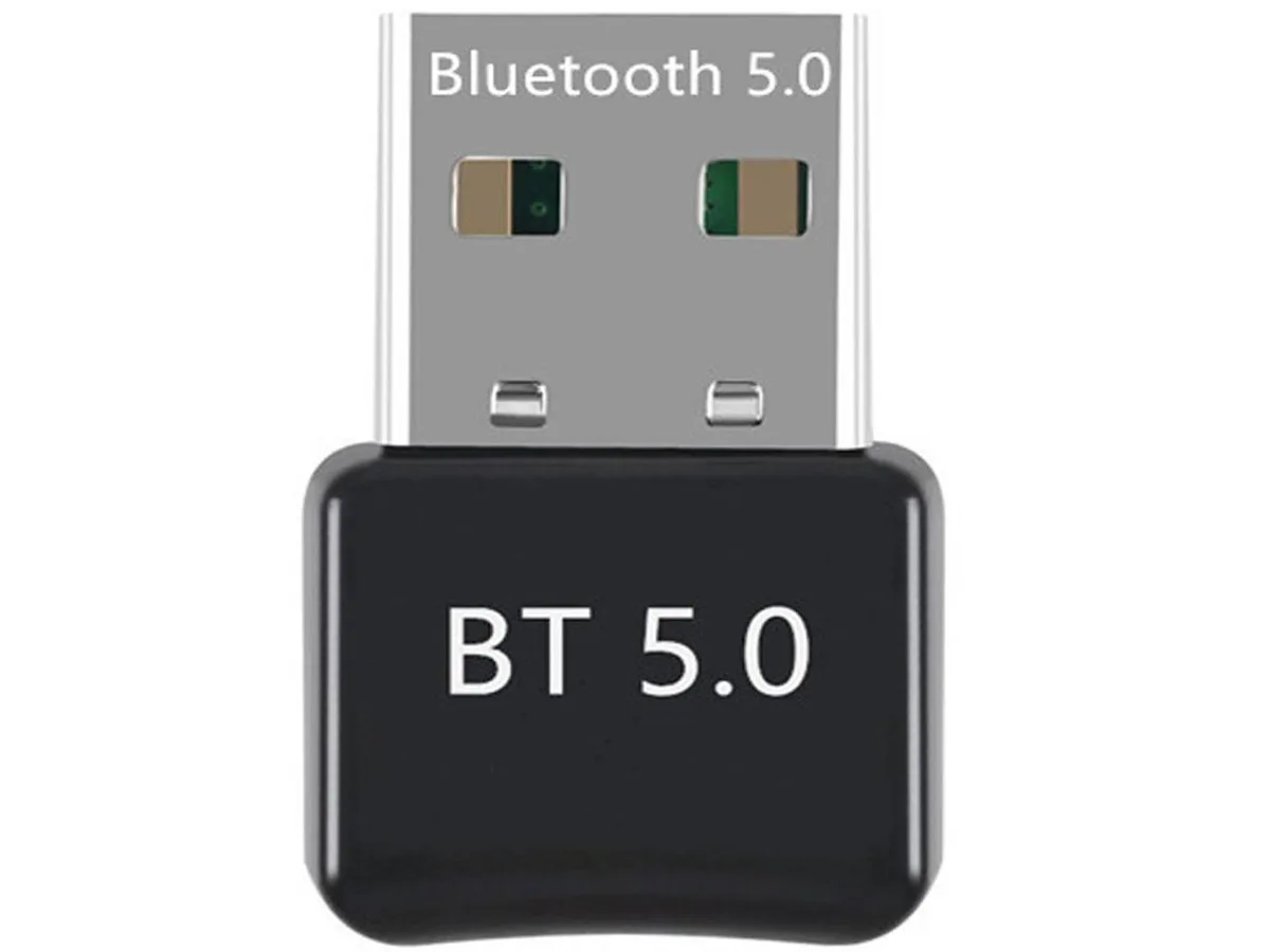 Small black USB Bluetooth 5.0 dongle with matte finish