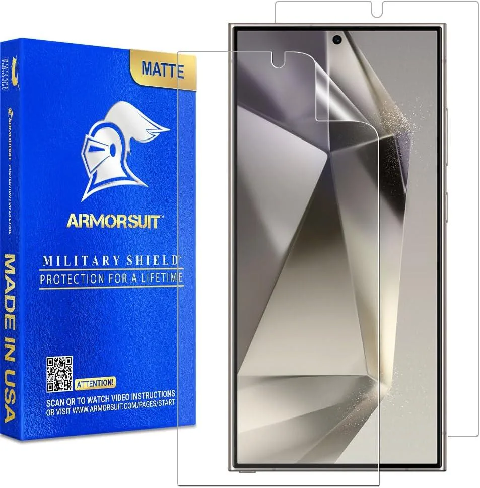 Two matte screen protectors with installation tools for Galaxy S24 Ultra 6.8