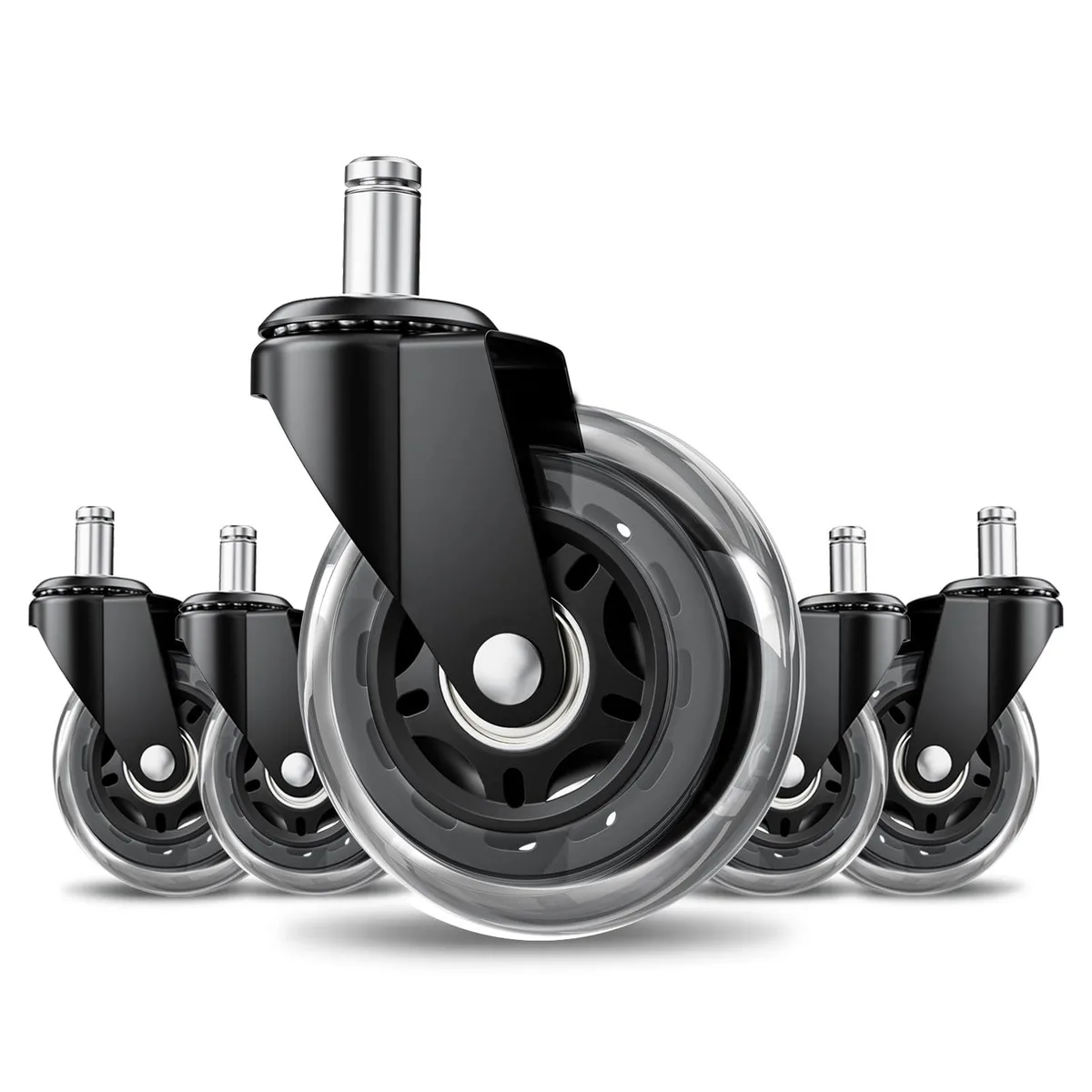  Metra 3" Office Chair Wheels 5-Pack Heavy Duty Stem Mount 11mm 22mm Black — product photo