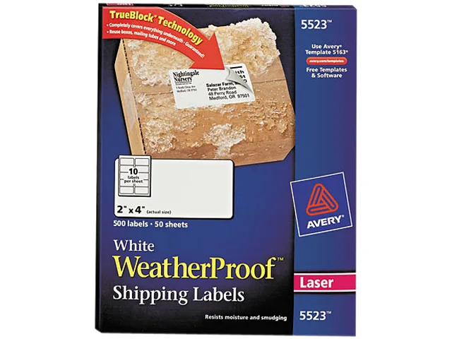 Avery Avery 5523 WeatherProof Mailing Labels 2" x 4" 500 Labels — product photo