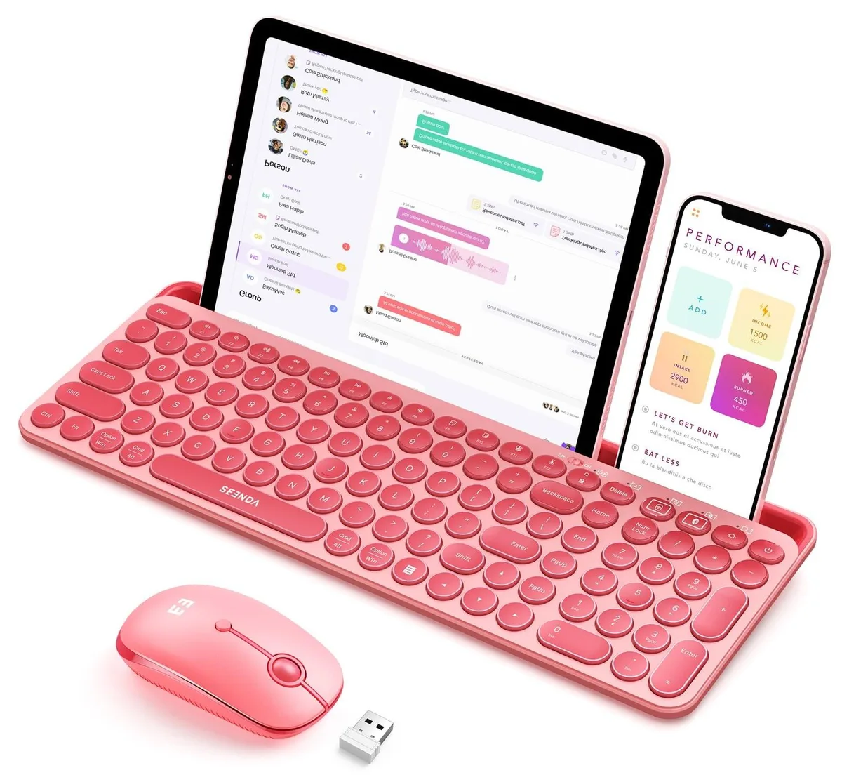 seenda seenda CTU-301 Bluetooth 5.0 2.4G Keyboard Mouse Combo Coral Pink — product photo