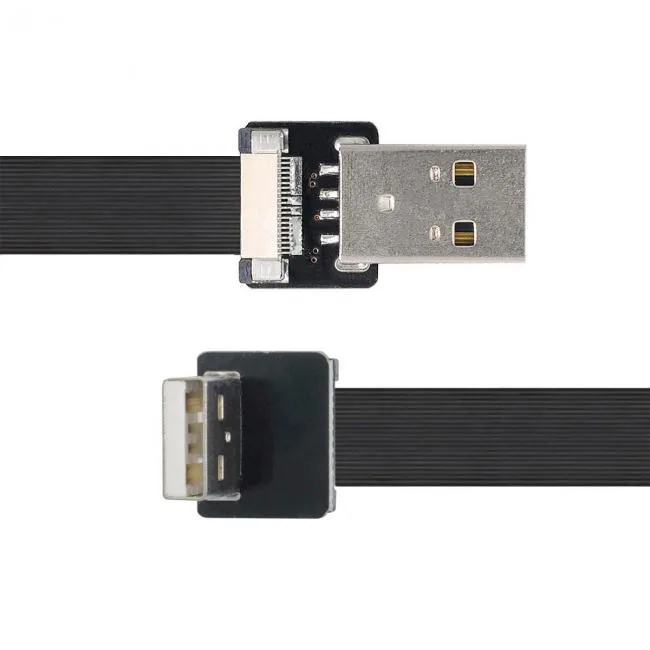 xiwai xiwai Up Angled USB 2.0 Type-A Male to Type-A Male 90 Degree Flat Slim FPC Cable 10-200cm — product photo