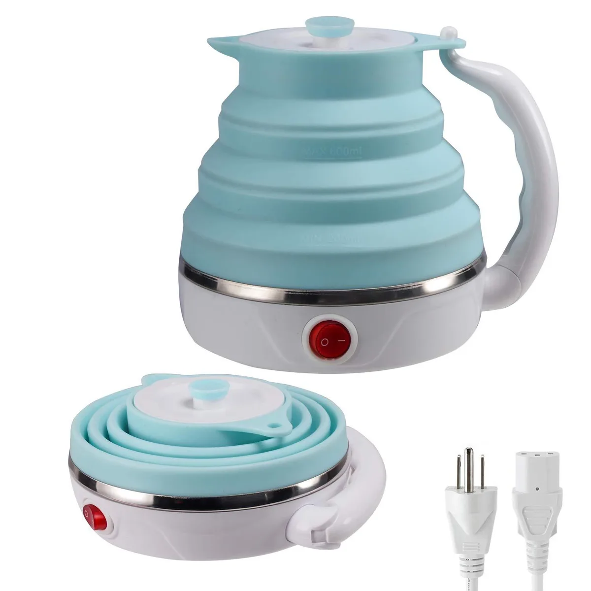  T-magitic BYSH-700 600 ml foldable electric kettle, dual voltage 110-220 V, Blue — product photo