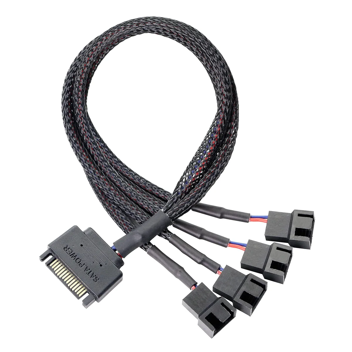 BUCIER BUCIER SATA 15-pin to 4 x 3/4-pin fan splitter cable 34cm black 1 to 4 — product photo