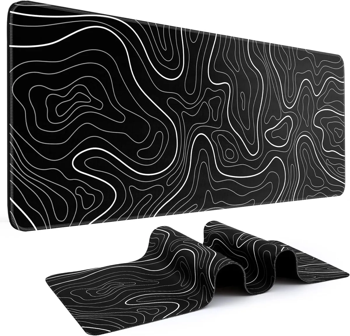 Corn Electronics Corn Electronics Mouse Pad 31.5 x 11.8in Topographic Black White — product photo