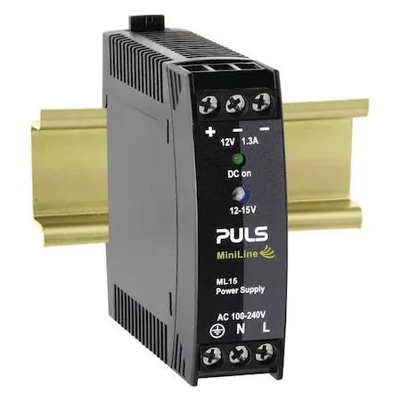 PULS Power PULS ML15.121 100-240V AC 12-15V DC 15W 1.3A DIN Rail Line Protection — product photo