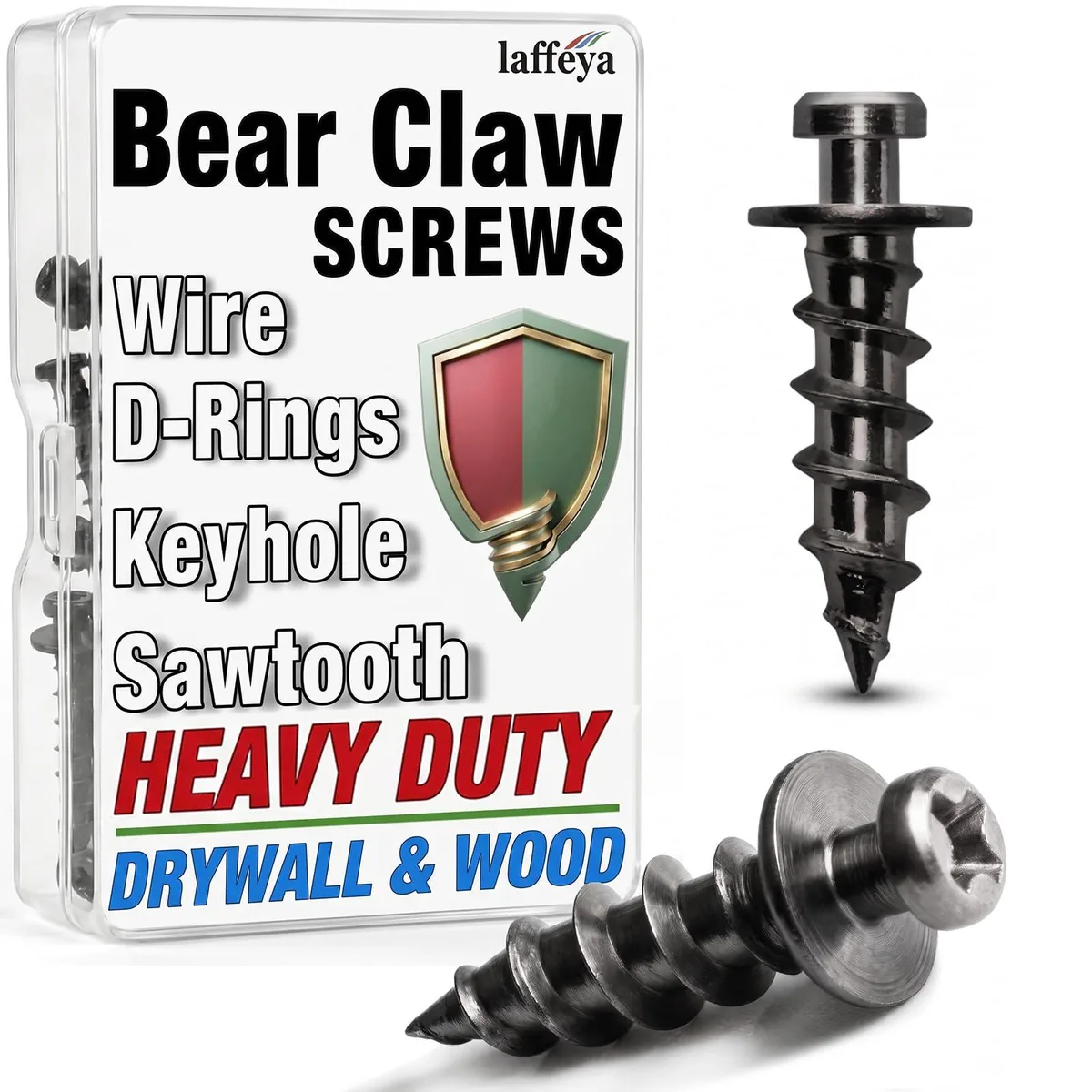 Forty black double-headed bear-claw screws with Phillips drive, 0.8 inch (25 mm) long