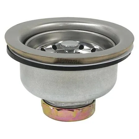 Chrome sink strainer with round perforated grate