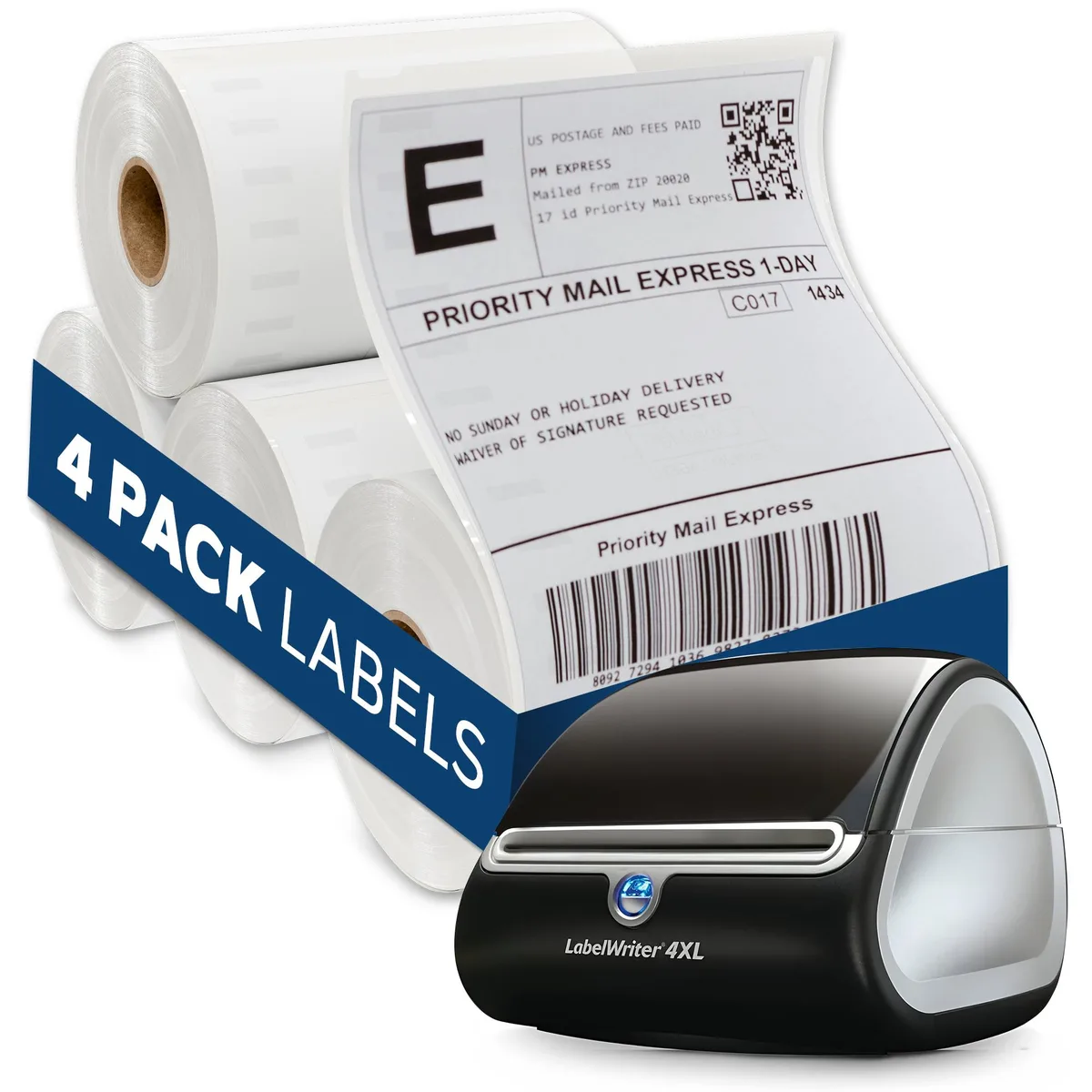 LabelMe LabelMe 4x6 Shipping Labels 1000 (250 Per Roll x 4 Rolls) Perforated Strong Adhesive Dymo 4XL Compatible — product photo