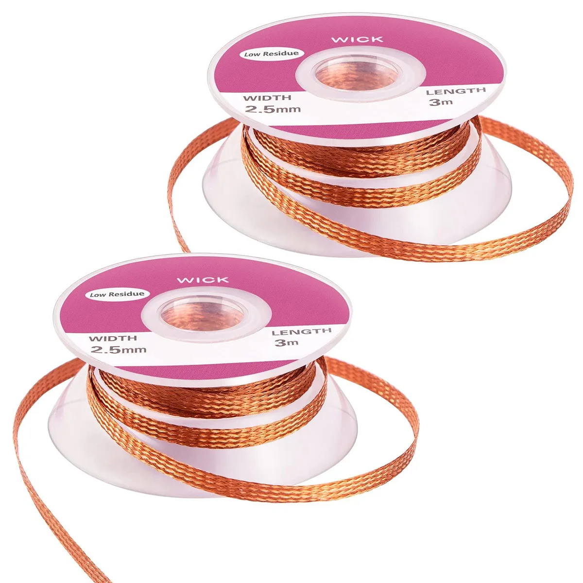  CCOZN 2 Pack Solder Wick .1 Inch 19.6Ft No-Clean Copper Braided Desoldering Wick — product photo