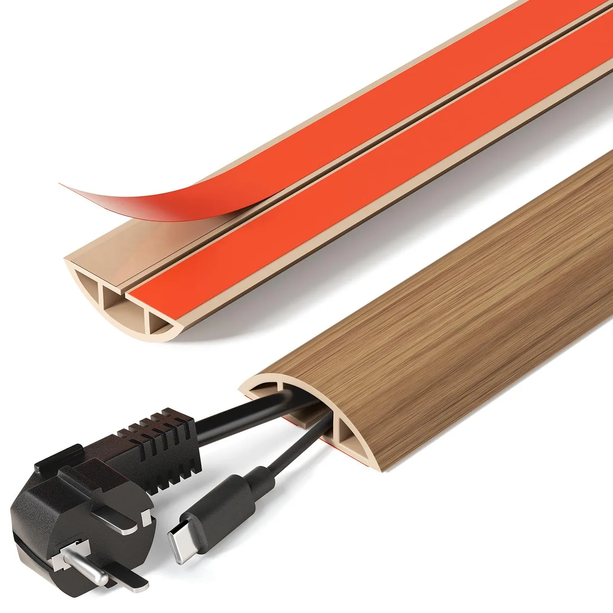  Delamu 5ft Self-Adhesive Cord Cover Brownwood 60 in x 1.18 in x 0.1 in — product photo