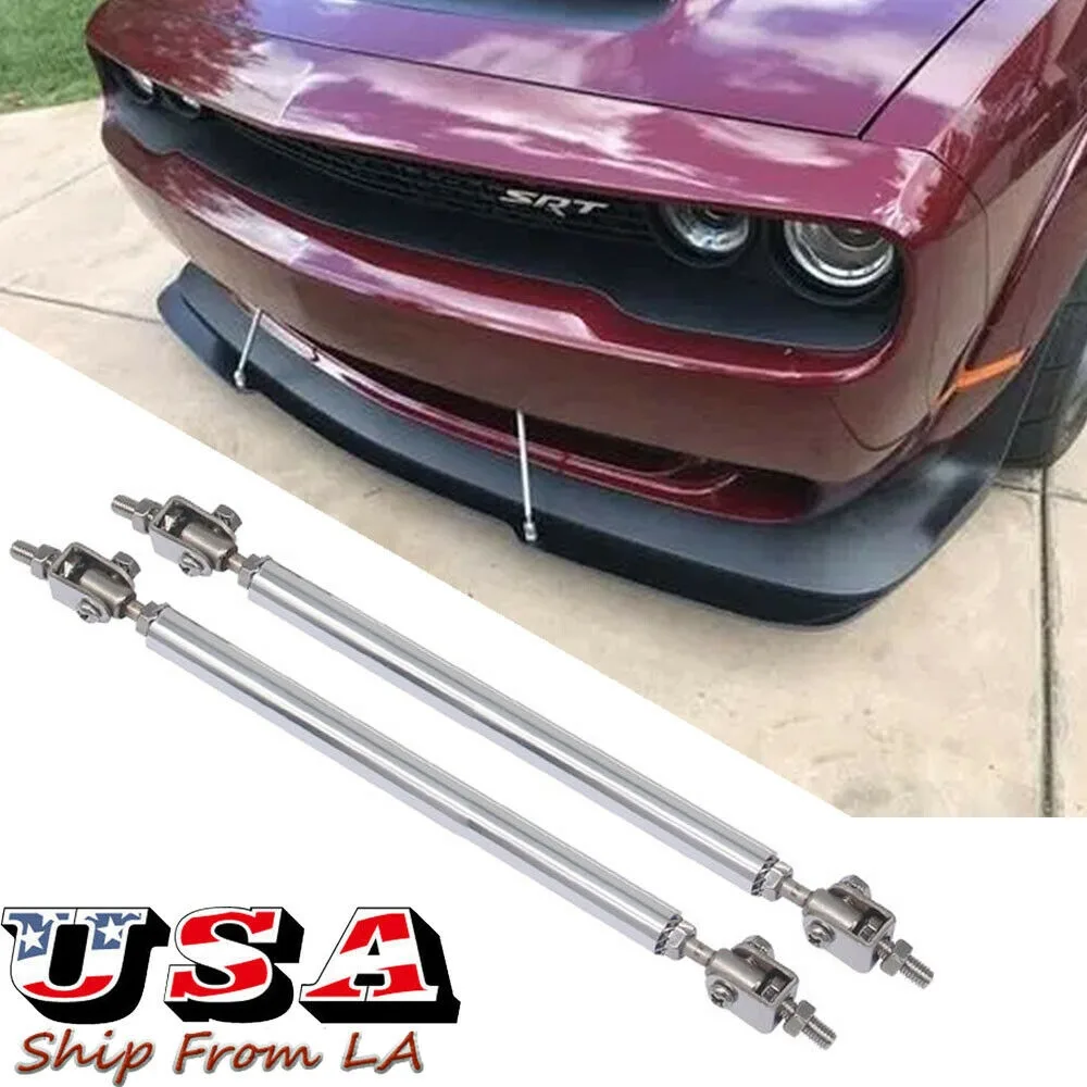 SIMPLEX TECHNOLOGY CO., LIMITED SIMPLEX TECHNOLOGY CO., LIMITED Adjustable 8"-11" Front Bumper Lip Splitter Support Bars Silver Exterior Care — product photo