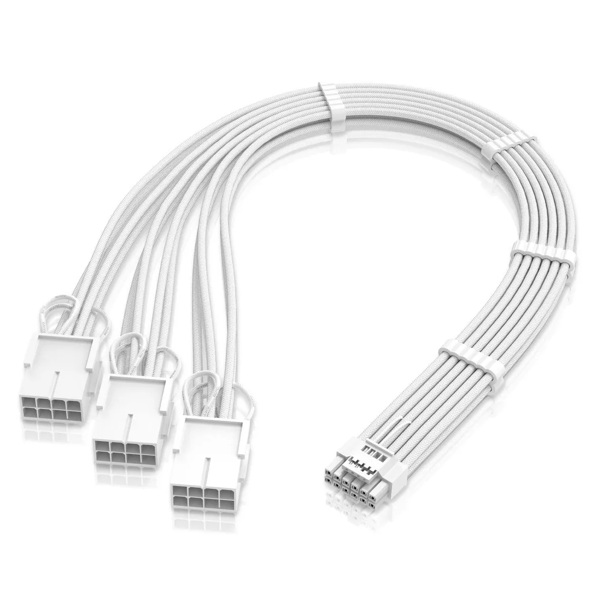  Monoprice EZDPR186-2 GPU Power Sleeved Cable Extension 16pin 12VHPWR to 3x PCIe 8 Pin 16AWG Pure White — product photo