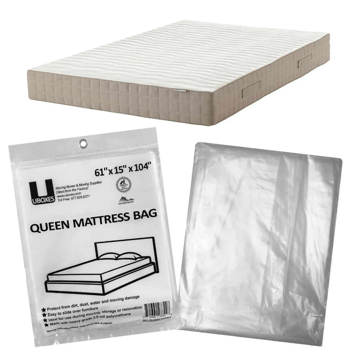 UBMOVE UBMOVE Queen Mattress Cover 61" x 15" x 104" 2 Mil — product photo