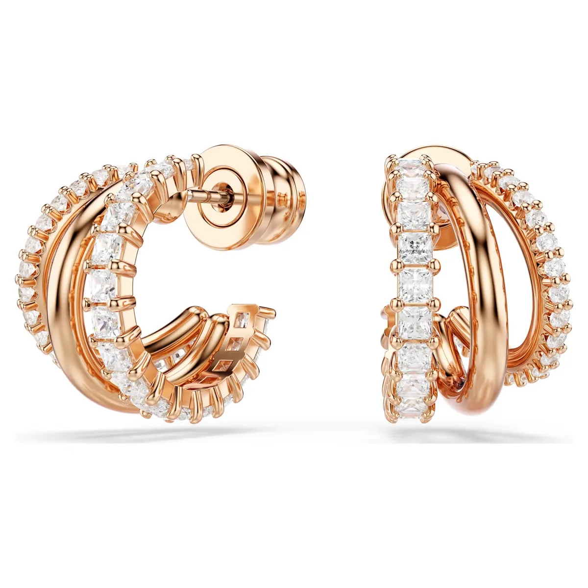 Swarovski Swarovski Hyperbola Hoop Earrings Mini White Rose Gold-tone Plated 1.3 x .9 cm 5698702 — product photo