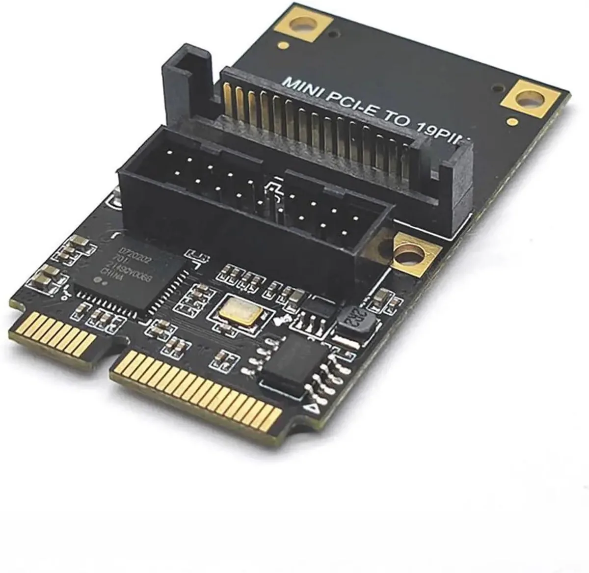 SMUGDESK SMUGDESK Mini PCI-E to Dual USB3.2 Gen1 19-Pin Header Expansion Card with SATA Power &amp; Half-Height Bracket — product photo