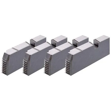 Four high-speed steel NPT pipe threading dies in a set