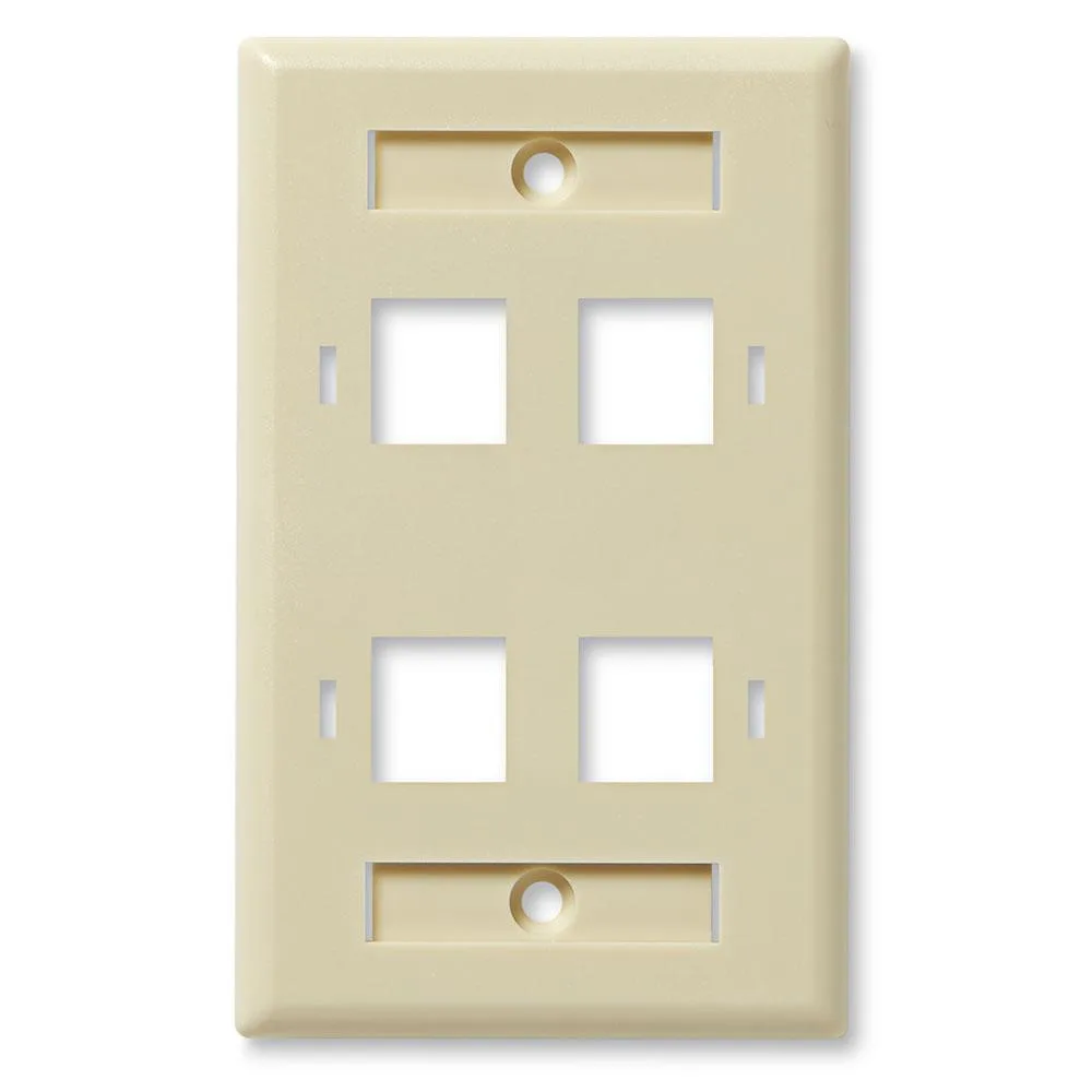 NavePoint NavePoint Keystone Wall Plate 4-Port Low Profile Single Gang Ivory 10-Pack — product photo