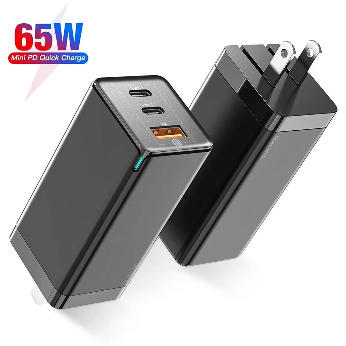 BASEUS BASEUS BS-S915 65W 3-Port GaN Charger Black — product photo