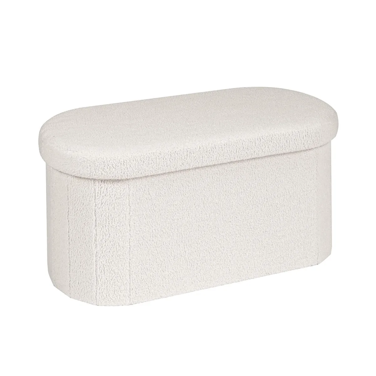 B FSOBEIIALEO Boucle Oval Storage Ottoman 30x15x15 in White Cream — product photo