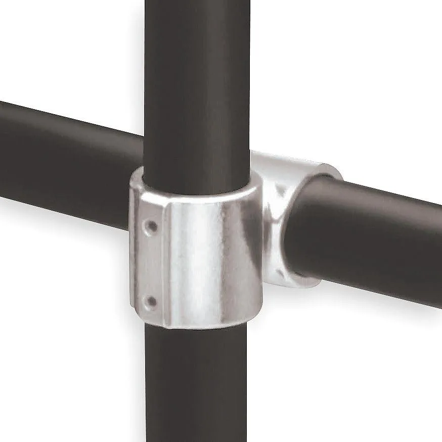 Aluminum cross pipe fitting, gray mill finish, 1.5 in pipe size