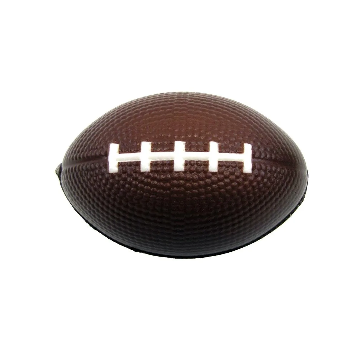 Twelve mini foam footballs, brown textured finish, each about two and a half inches long