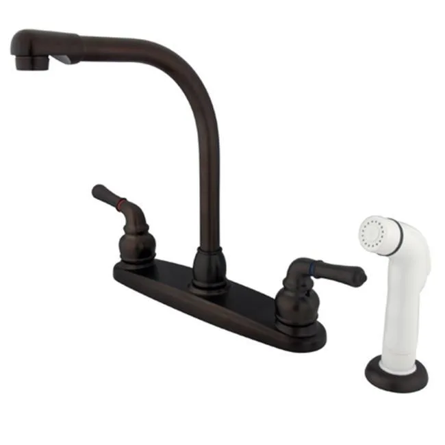 Oil-rubbed bronze centerset kitchen faucet with side sprayer