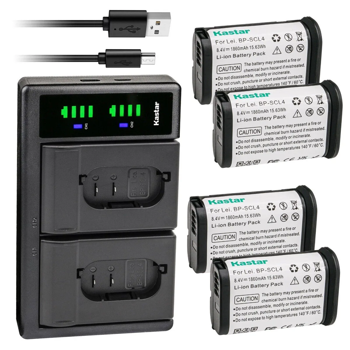 Kastar Kastar BP-SCL4 4-Pack Battery &amp; LTD2 USB Charger — product photo