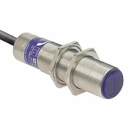 Cylindrical diffuse photoelectric sensor, metal finish, bare wire leads