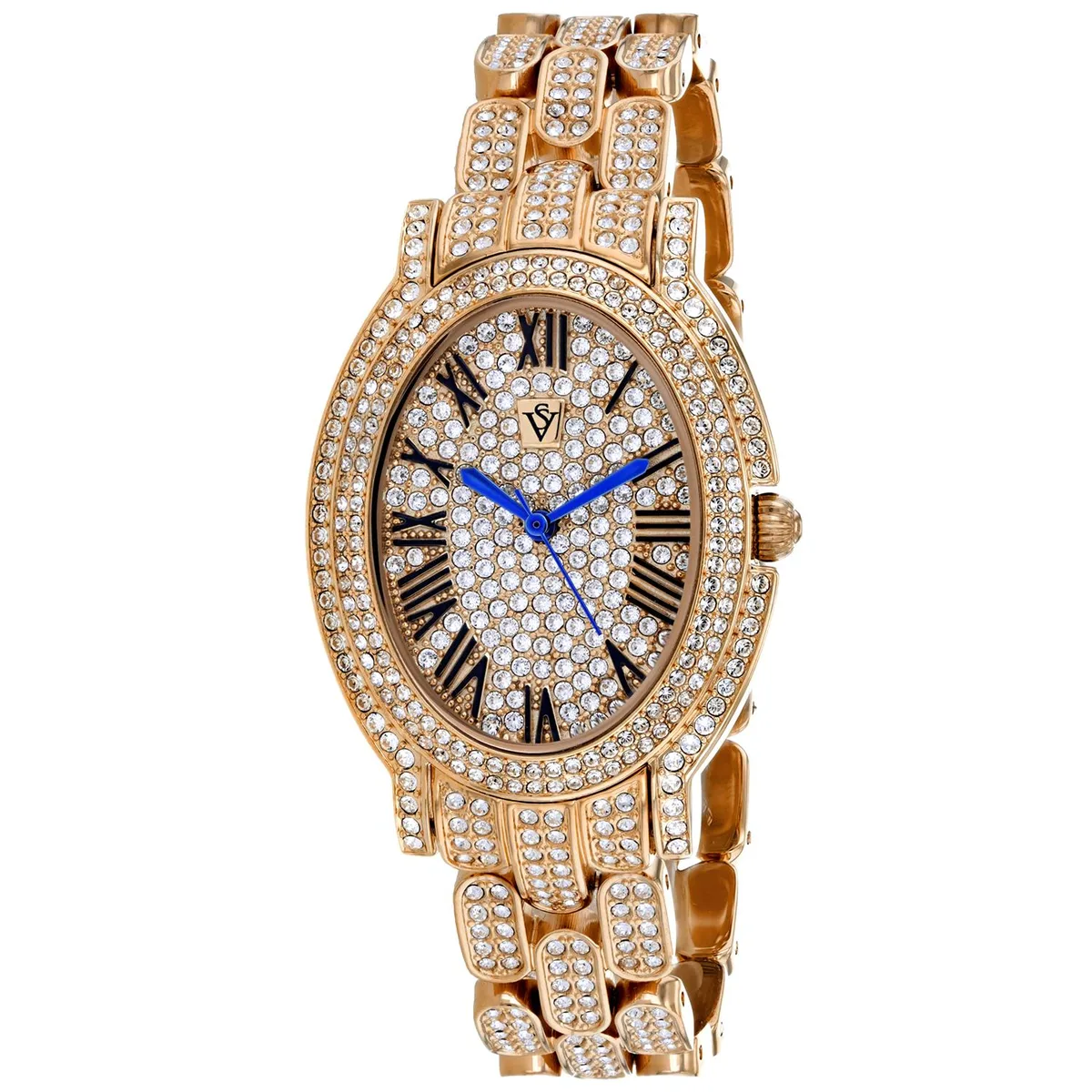 Rose gold dial watch on stainless steel bracelet