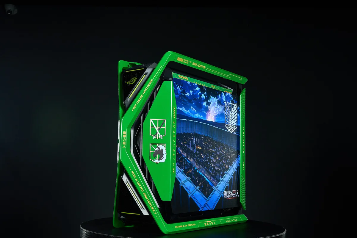 Corn Electronics Corn Electronics GR701 E-ATX case 420 mm radiator 4×140 mm fans Attack on titan-Green — product photo