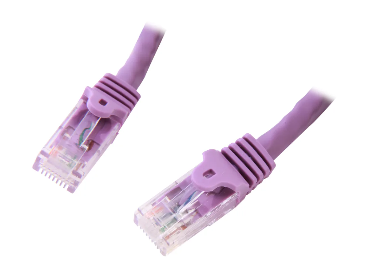 Purple Cat6 Ethernet cable, 25 ft, snagless moulded connectors, PVC jacket